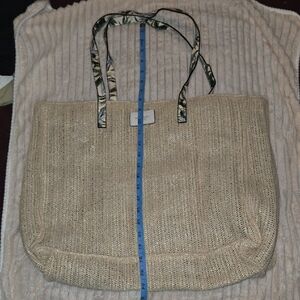 Victoria's Secret Natural Knit Tote with Leafy Handles